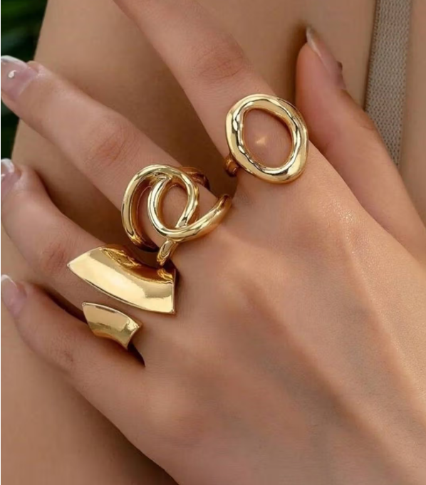 Trending Gold Plated Stackable Adjustable Rings Set of 3