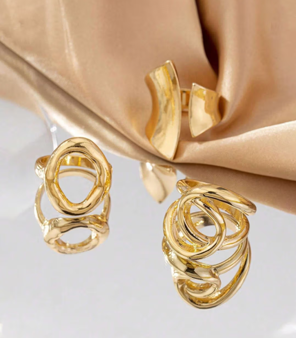 Trending Gold Plated Stackable Adjustable Rings Set of 3